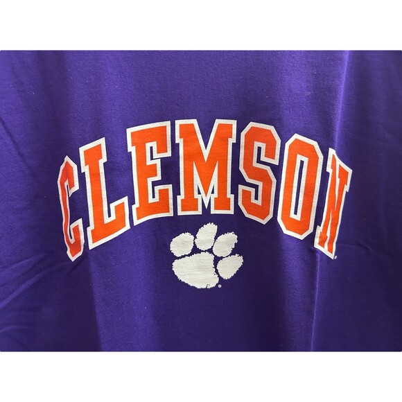 Elite Fan Clemson Tigers T-Shirt Purple Orange White Paw Logo NWOT Men's Large L - Picture 3 of 4